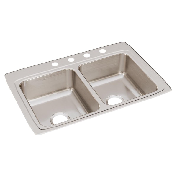 Gourmet Stainless Steel 33 X 22 X 8-1/8 Equal Double Bowl Top Mount Sink